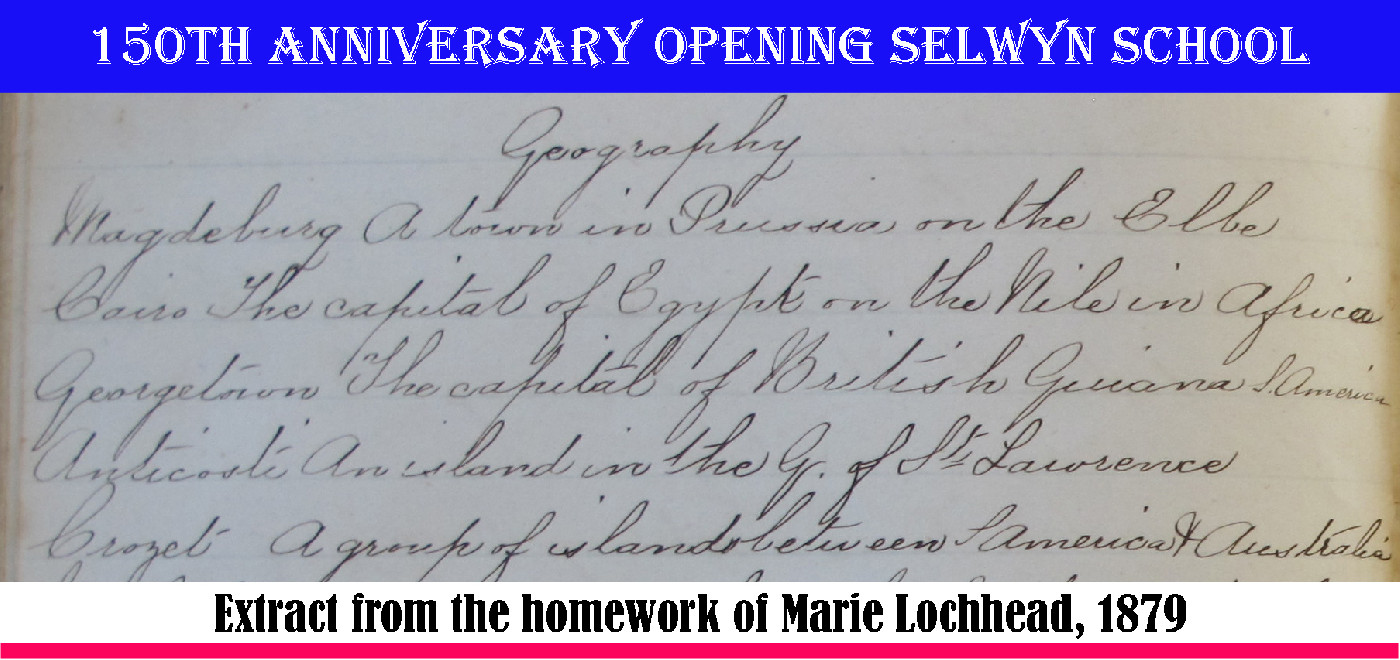 Homework at (Upper) Selwyn School in 1879