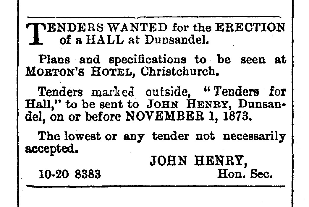 Building Committee of the First Dunsandel Hall/Library