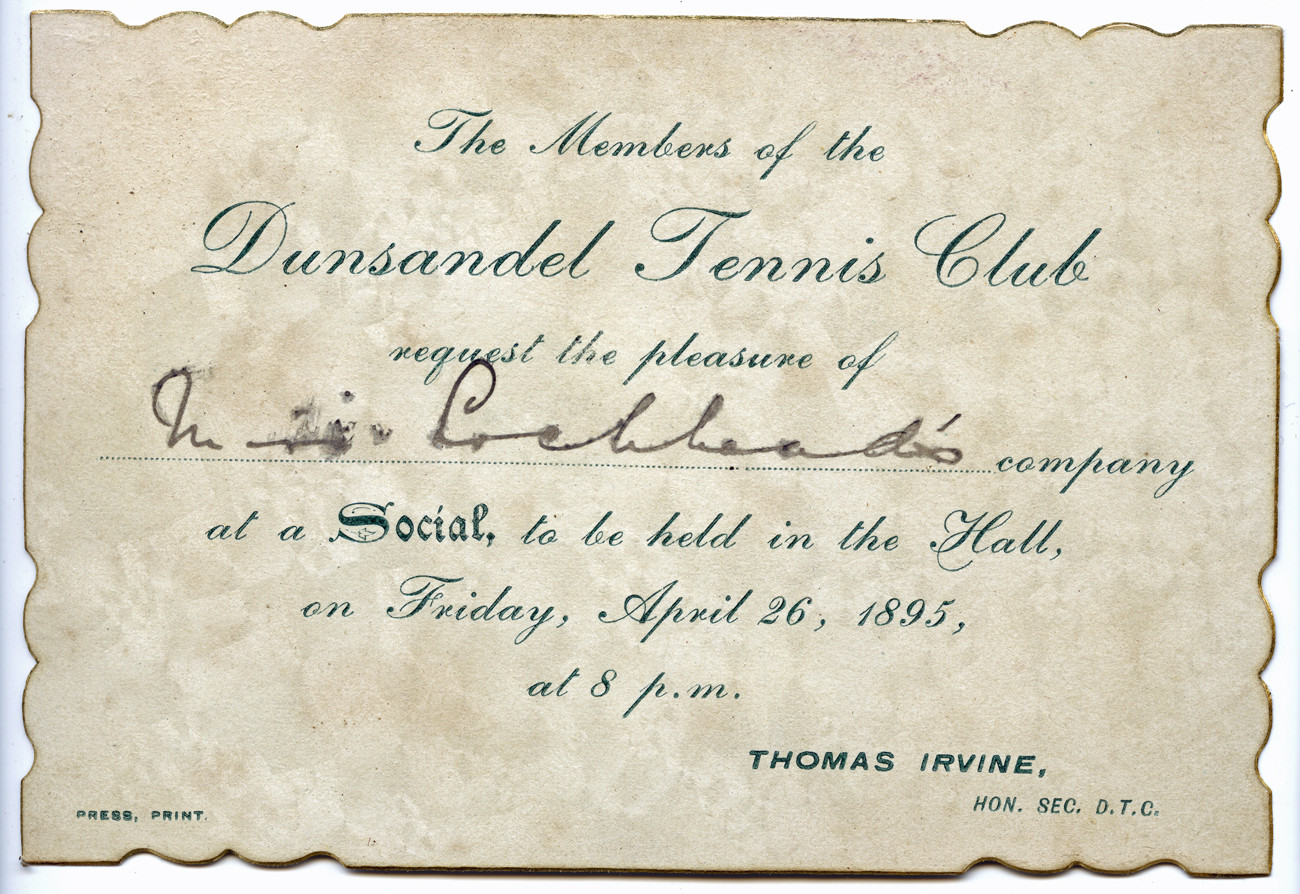 Dunsandel Tennis Club and the use of the First Hall/Library for Socials 1891-1899 Part 1