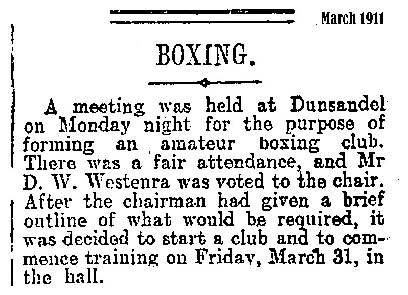Dunsandel Boxing Club and the First Dunsandel Hall/Library