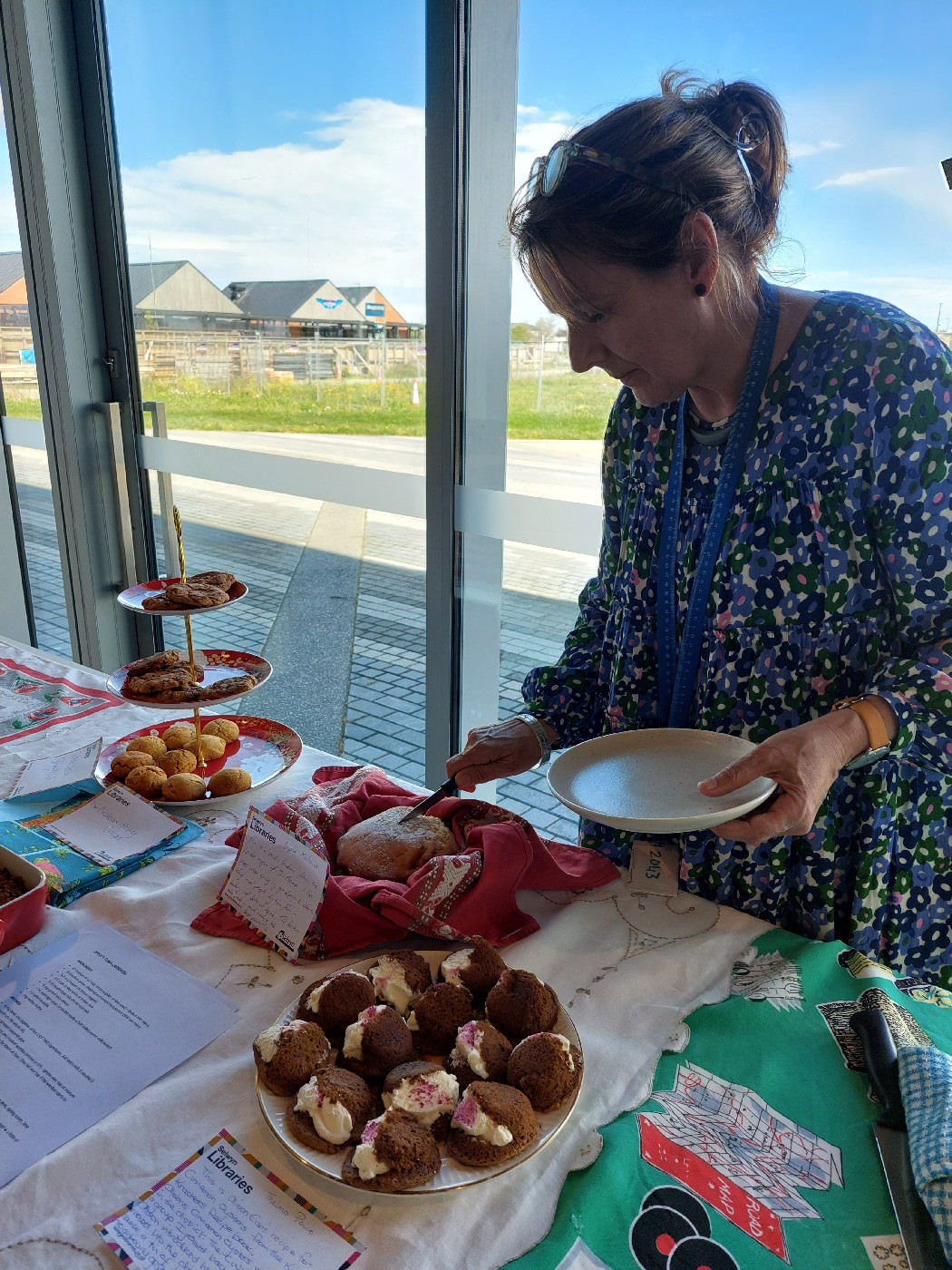 Local History Librarian, Sarah Davy, at the Heritage Bake and Share event, Te Ara Ātea, on 15 October 2023.