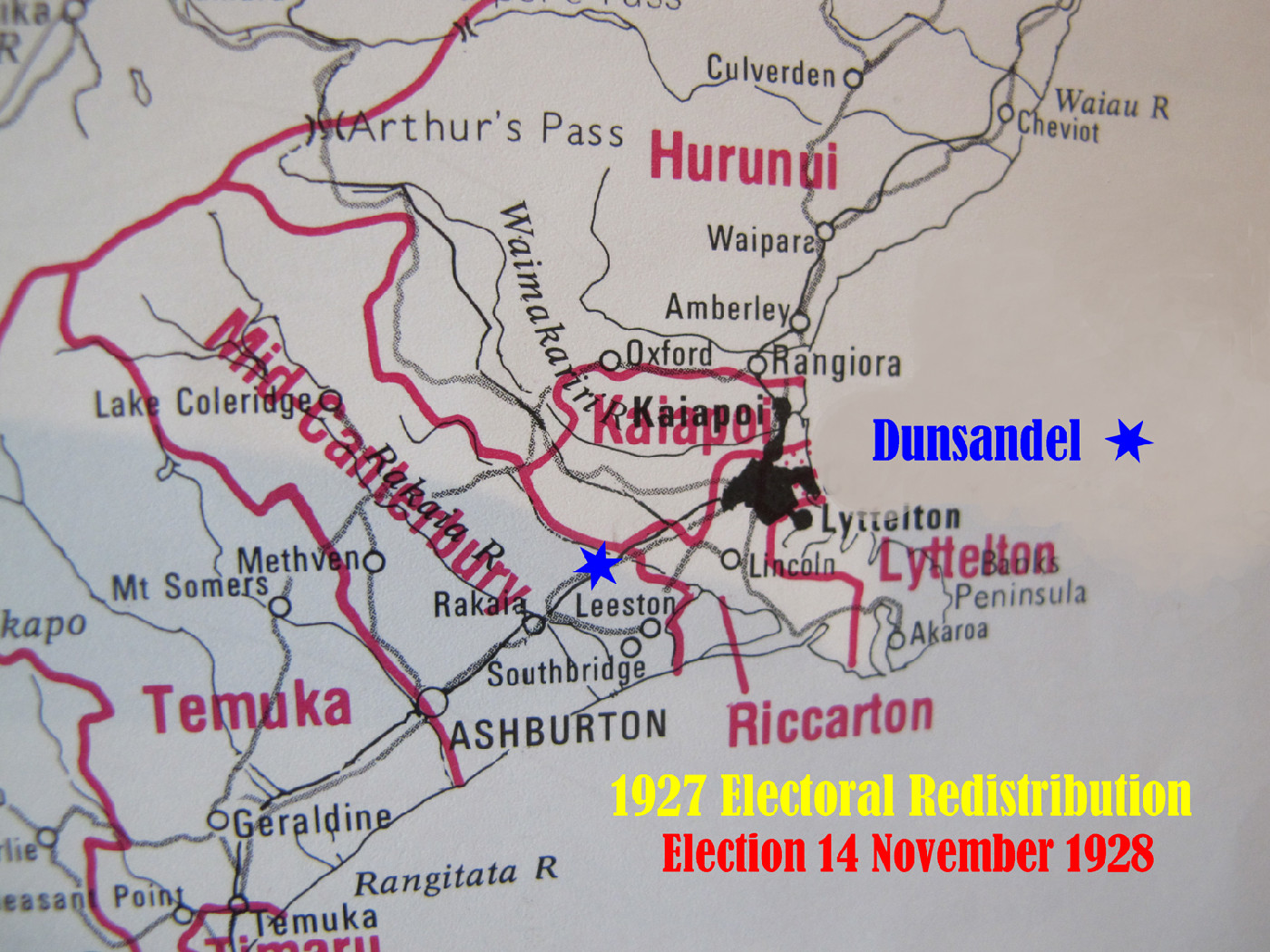Electioneering for the 1928 General Election in the First Dunsandel Hall/Library