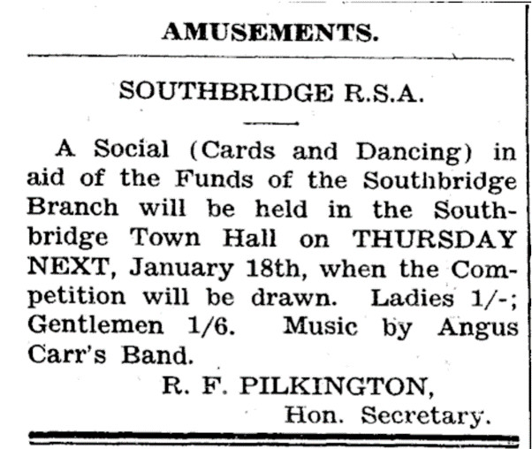 RSA Southbridge newspaper advertisement in Ellesmere Guardian, Volume LV, Issue 4, 16 January 1934, Page 1
