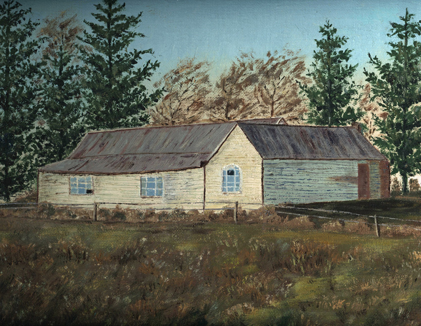 Killinchy Library in front, with the Hall built on. Modified painting of Killinchy Hall & Library by Esma Ludemann (nee Weavers).
Ellesmere Hsitorical Society EHS-6927  