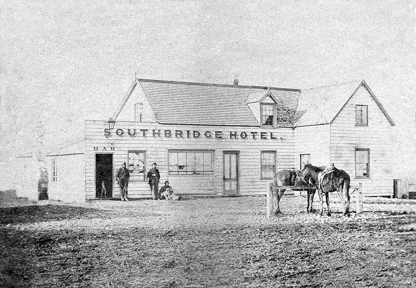 The first Southbridge Hotel (the second hotel was sited on the corner). Ellesmere Historical Society Southbridge-038  