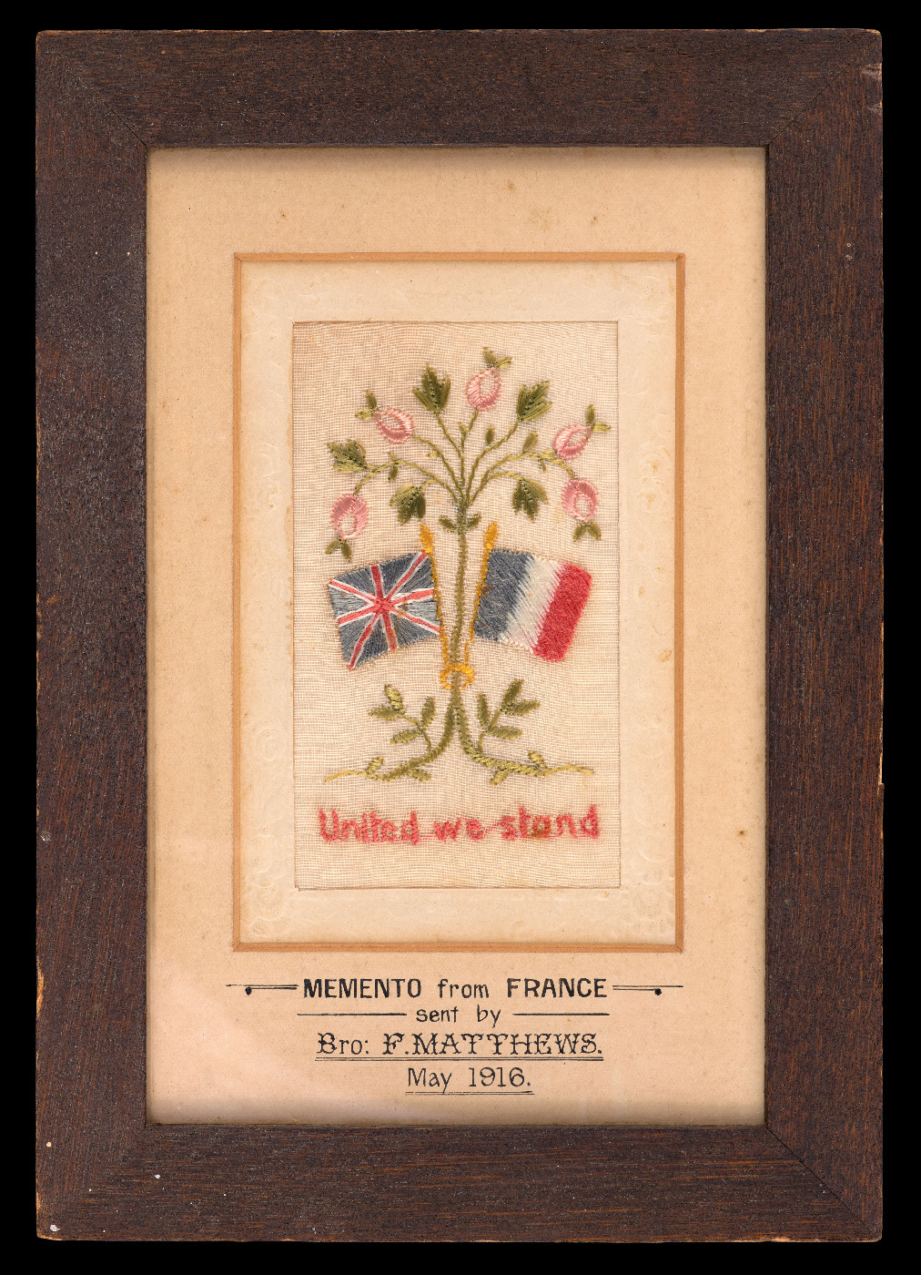 Memento from France sent by Bro. F. Matthews May 1916, Ethelbert Lodge, No.4 U.A.O.D, Springston Collection. Lincoln and Districts Historical Society.